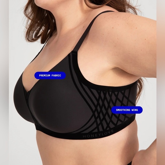 Honeylove Silhouette Bra in Black sexy velvet Size 1X - Picture 5 of 14